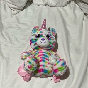 Carried Away rainbow plush unicorn back pack adjustable straps pink nylon nwot